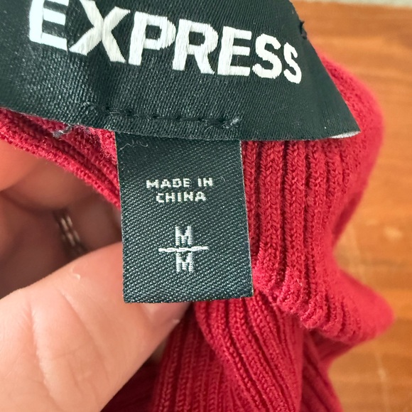 Express Red Ruffle Trim Long Sleeve Top - Picture 6 of 6